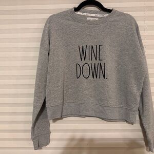 Rae Dunn “Wine Down.” Cropped Sweatshirt